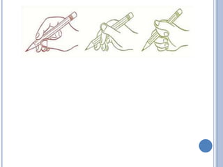 Para camargo (2008) a reeducação do grafismo está
relacionada com três fatores fundamentais:
•desenvolvimento psicomotor
•desenvolvimento do grafismo em si e especificidade do
grafismo da criança.
 