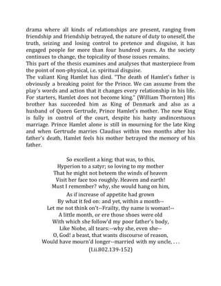 Disguise in selected shakespeare final(hamlet,as you like it,king lear ...