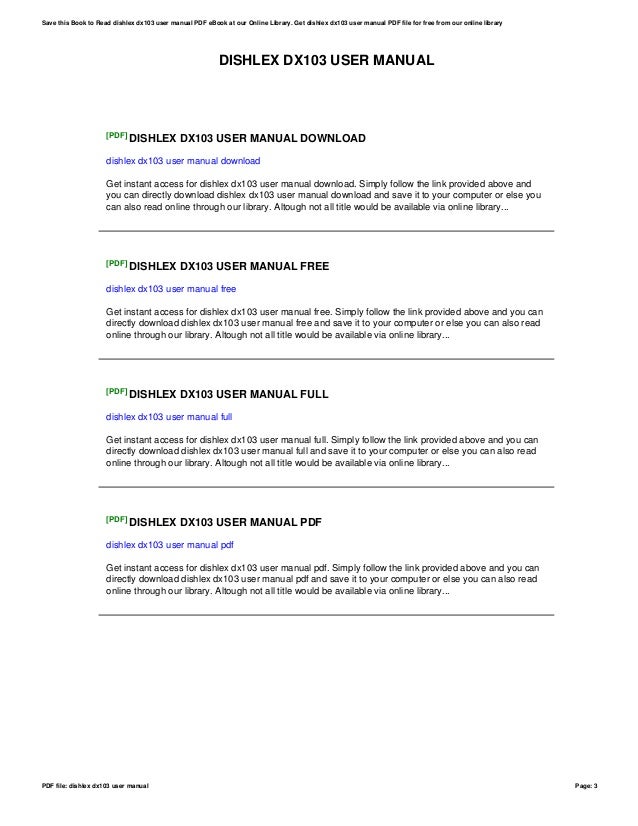 Dishlex dx103 user manual