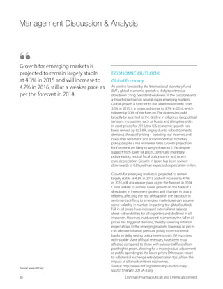 Global CEO’s Message
Dear Friends,
FY2015 will be remembered for being an eventful and
buoyant year.We progressed on our growth journey
by developing strong capabilities across the CRAMS
value chain,delivering complex end-to-end research
and manufacturing solutions to our global customers.
We focussed on our strategic priorities to enhance the
IJÝGMIRG] ERH TVSÝXEFMPMX] SJ SYV STIVEXMSRW;MXL WIZIVEP
projects currently in production,we have come to be
recognised as a preferred global out-sourcing partner
in this segment.Going forward,our CRAMS business will
continue to be the growth driver for our Company.
YEAR IN BRIEF
During the year,our key challenge has been to drive the
value chain between CARBOGEN AMCIS and Dishman
India.We continued to support our customers through
the life cycle management of our products.We hand-
held our global customers through the early stages of
product development and pilot to small scale commercial
production.Our production facilities in India and China
enabled our customers to scale up their volumes
economically and reliably.
;I GSRXMRYIH XS HVMZI TVSÝXEFMPMX] F] GETXYVMRK LMKL
ZEPYI TVSHYGXW WYGL EW ,M4SERXMFSH] GSRNYKEXIW
challenging chemistry,in addition to having a key focus
SRrGSQTPI ERH HMJÝGYPX XS QEOI HVYKWs3YV EMQ MW XS
consolidate our operations and manage critical functions
across the Group.Our key objective is to utilise all our
assets to the best advantage of our customers.
THREE-YEAR HORIZON
We are aiming to make our hi-potency business a critical
element for growth.Towards this aim,we continued to
HIZIPST XLI ,M4S QEVOIX [LIVI [I LEZI IWXEFPMWLIH E
good reputation.There is substantial work happening in
the business of anti-body conjugates.In our oncology
portfolio,we are proving our mettle in producing oncology
drugs that are low in volume,high in value and complex in
GLIQMWXV] u E FYWMRIWW [MXL WMKRMÝGERX IRXV] FEVVMIVW8LMW
will be among our key future growth drivers.The positive
impact of this development will show its face in FY2017.
0DUN *ULIÜWKV
Global Chief Executive Officer
Member of the Board
20 Dishman Pharmaceuticals and Chemicals Limited
 