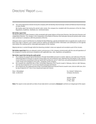 FINANCIAL OVERVIEW
Business Highlights (Consolidated) (` in Crores)
PARTICULARS 2014-2015 2013-2014 GROWTH (%)
Net Sales  Operating Income 1,575.19 1,385.32 13.71%
Other Income 86.04 24.91 245.38%
Total Income 1,661.23 1,410.23 17.80%
EBITDA 399.67 357.02 11.95%
Depreciation 150.71 108.56 38.82%
PBIT 248.96 248.46 0.20%
Interest  other Finance charges 89.71 92.05 -2.55%
4VSÝX IJSVI 8E 159.25 156.40 1.82%
Tax Expense 39.44 47.13 -16.32%
4VSÝX EJXIV 8E 119.81 109.27 9.79%
 GVSVI
:MXEQMR ( ERH WTIGMEPMX] GLIQMGEPW FYWMRIWW
has accounted for sales of ` 227.04 crore (previous year `
213.80 crore) and CARBOGEN 9/ 0XHEGGSYRXIH JSV WEPIW
of ` 85.35 crore (previous year ` 50.30 crore).Remaining
sales of ` 491.55 crore (previous year ` 509.87 crore) was
EGGSYRXIH F] (4'0 ERH MXW XVEHMRK WYFWMHMEVMIW
Material Costs
t Raw material consumption for the year was `
551.72 crore,as against ` 395.94 crore in the
previous year.
t Inventory of raw materials decreased by ` 5.79
crore during the year.
t Work in process increased by ` 67.85 crore
ERH ÝRMWLIH KSSHW HIGVIEWIH F] ` 25.36 crore,
respectively.
During the year,the turnover has gone up to ` 1,575.19
crore compared ` 1,385.32 crore resulting a growth
of 13.71%.CRAMS segment registered a turnover of `
1,100.93 crore compared to ` 933.52 crore during the
previous year.Others segment which includes bulk
drugs,intermediates,Quats and speciality chemicals and
SYXWSYVGIHXVEHIH KSSHW VIKMWXIVIH KVS[XL EX ` 474.26
crore,against ` 451.80 crore in the previous year.
CRAMS is our largest business segment which caters
to the requirements of multi-national pharmaceutical
GSQTERMIW MRXIVREXMSREPP];I HIZIPST MRXIVQIHMEXIW%4-W
based on our customer’s request.This business involves
WMKRMÝGERX 6
( IJJSVXW XS HIZIPST XLI TVSHYGXWTVSGIWWIW
Our wholly owned subsidiary CARBOGEN AMCIS located in
Switzerland is spearheading our RD efforts.Around 70%
of our consolidated turnover is generated from CRAMS
segment.
Others segment (which includes bulk drugs,intermediates,
WTIGMEPMX] GLIQMGEPW ERH SYXWSYVGIHXVEHI KSSHW
contributed around 30% of consolidated turnover in
2014-2015.Out of ` 1,575.19 crore sales,CARBOGEN AMCIS
has accounted for sales of ` 771.25 crore (previous year `
Management Discussion  Analysis
52 Dishman Pharmaceuticals and Chemicals Limited
 