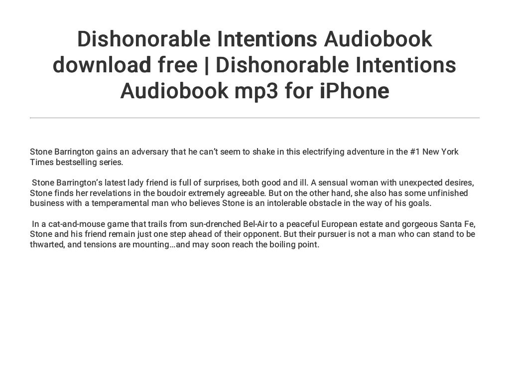 Dishonorable Intentions Audiobook Download Free Dishonorable