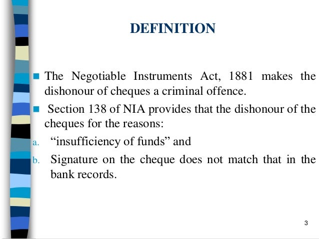 Dishonour Of Cheque