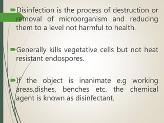 Disinfection, Definition, classification,Mode of action, factors ...