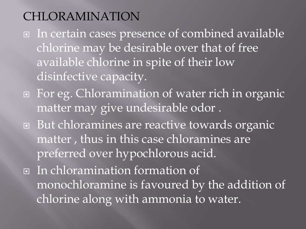 Disinfection chlorination chlorination derived by products