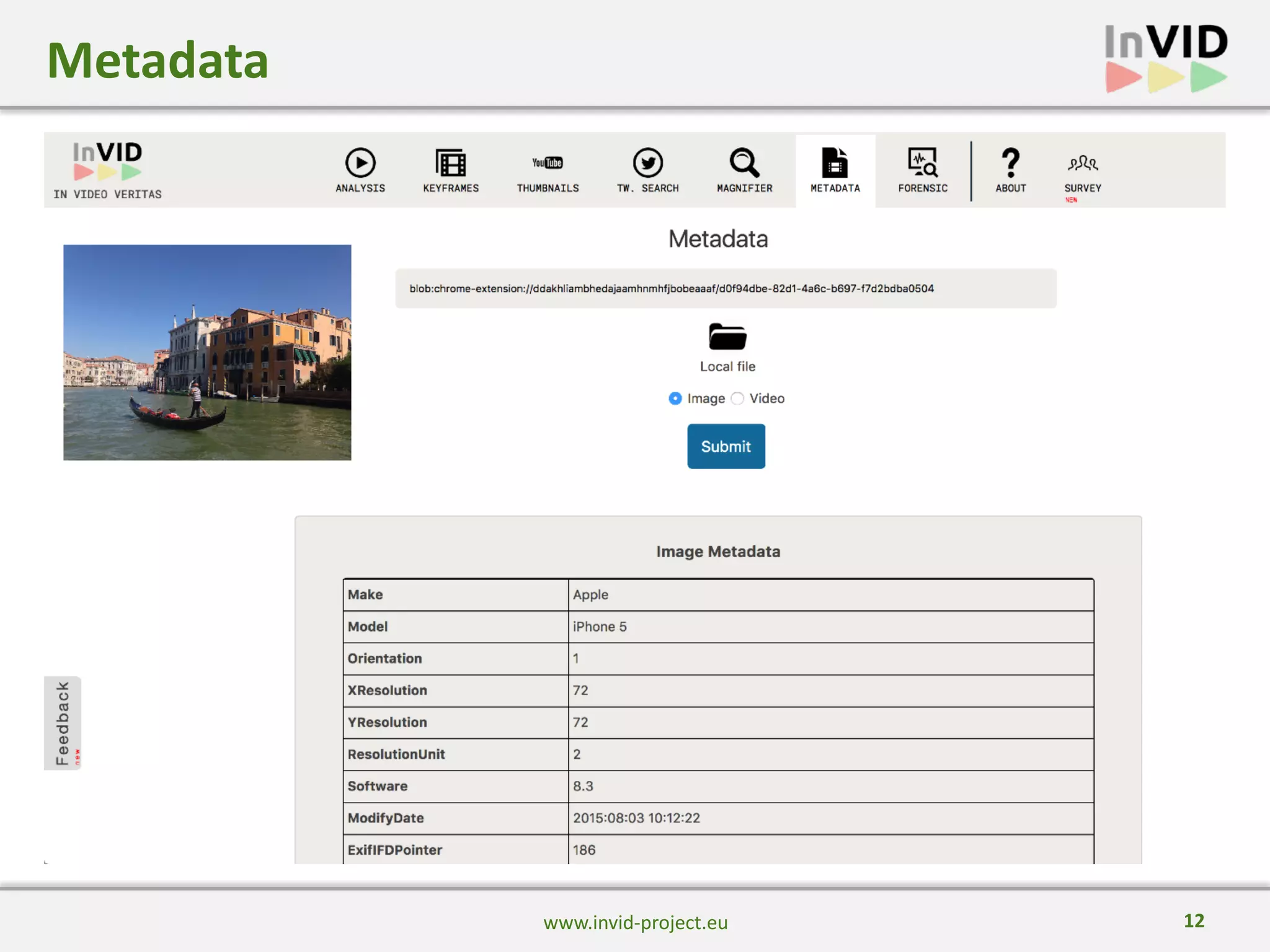 12
Metadata
www.invid-project.eu