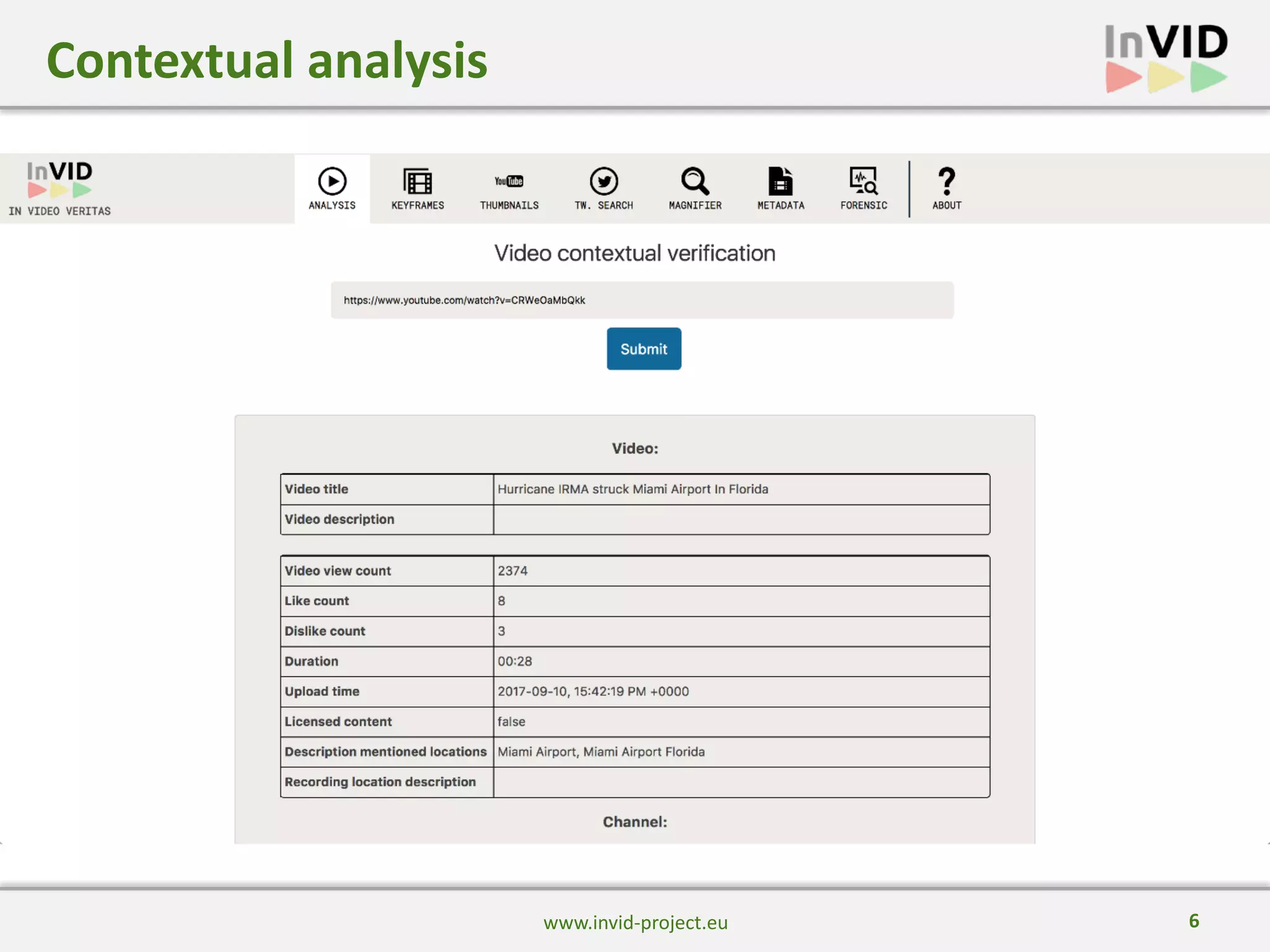 6
Contextual analysis
www.invid-project.eu