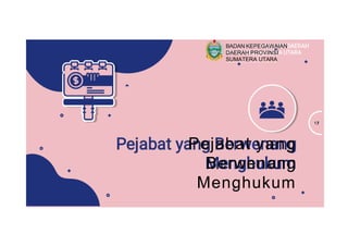 Pejabat yang
Berwenang
Menghukum
17
BADAN KEPEGAWAIAN
DAERAH PROVINSI
SUMATERA UTARA
 