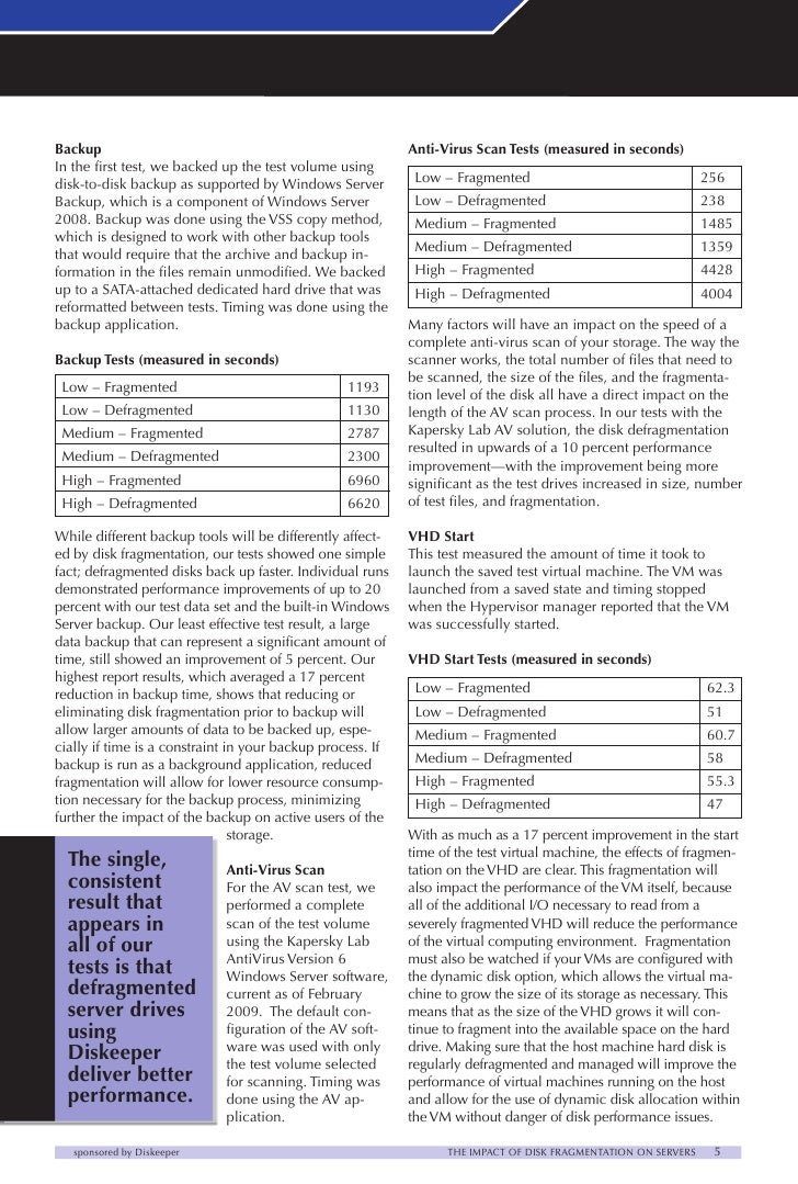 The Impact of Disk Fragmentation On Servers