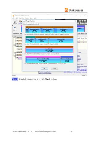 EASSOS Technology Co., Ltd. https://www.diskgenius.com/ 49
Step 3 Select cloning mode and click Start button.
 