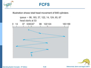 10.20 Silberschatz, Galvin and Gagne ©2013
Operating System Concepts – 9th Edition
FCFS
Illustration shows total head movement of 640 cylinders
 