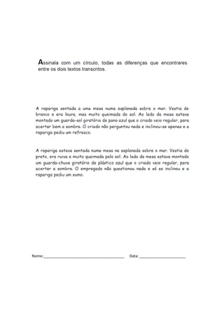 Nome:________________________________________ Data: _______________________