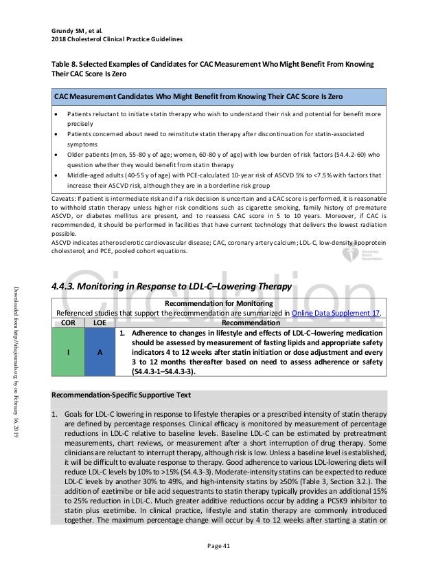 ACC/AHA lipid guidelines 2018