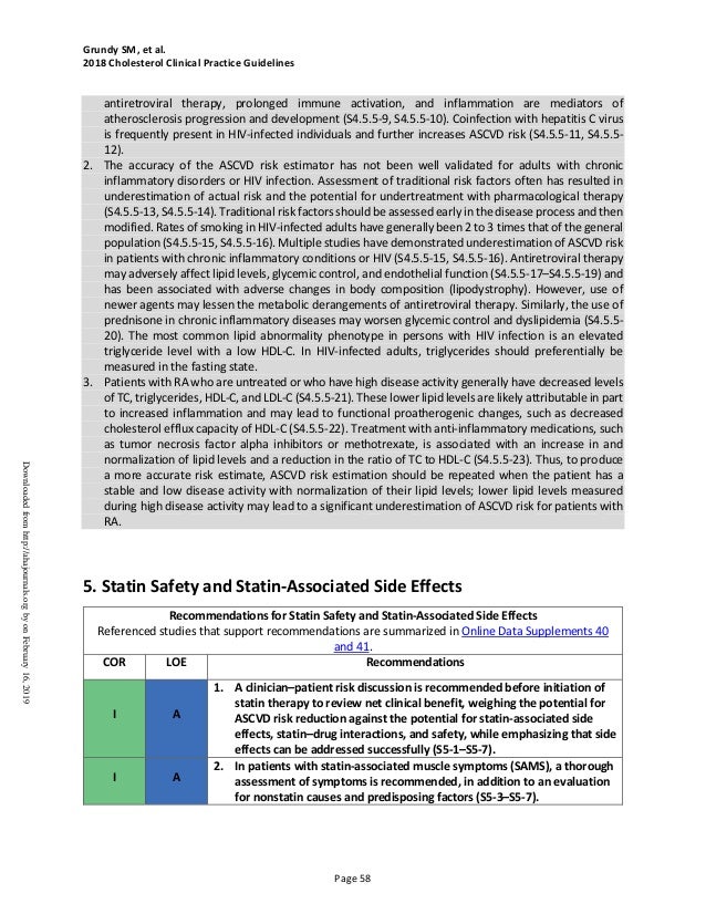 ACC/AHA lipid guidelines 2018