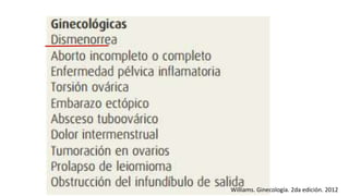 Williams. Ginecología. 2da edición. 2012
 