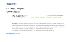 Imagenet
• 14197122 Imagens
• 1000+ classes
http://www.image-net.org/
 