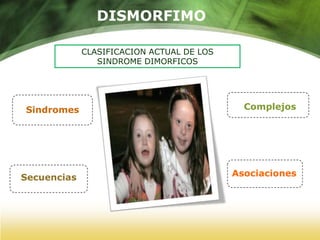 DISMORFIMOCLASIFICACION ACTUAL DE LOS SINDROME DIMORFICOSSindromesComplejosAsociacionesSecuencias