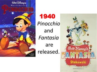 1940  Pinocchio and Fantasia are released. 