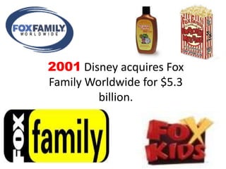 2001Disney acquires Fox Family Worldwide for $5.3 billion.