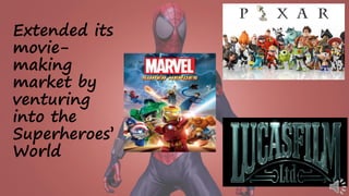 Extended its
movie-
making
market by
venturing
into the
Superheroes’
World
 