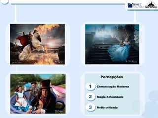 Percepções Comunicação Moderna Magia X Realidade Mídia utilizada 1 2 3 