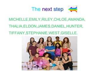 The next step
MICHELLE,EMILY,RILEY,CHLOE,AMANDA,
THALIA,ELDON,JAMES,DANIEL,HUNTER,
TIFFANY,STEPHANIE,WEST,GISELLE.
 