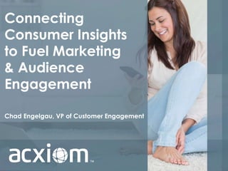 Connecting 
Consumer Insights 
to Fuel Marketing 
& Audience 
Engagement 
Chad Engelgau, VP of Customer Engagement 
© 2014 Acxiom Corporation. All Rights Reserved. 
 