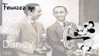 Founded by:
Walt &
Roy
Disney
1923
 