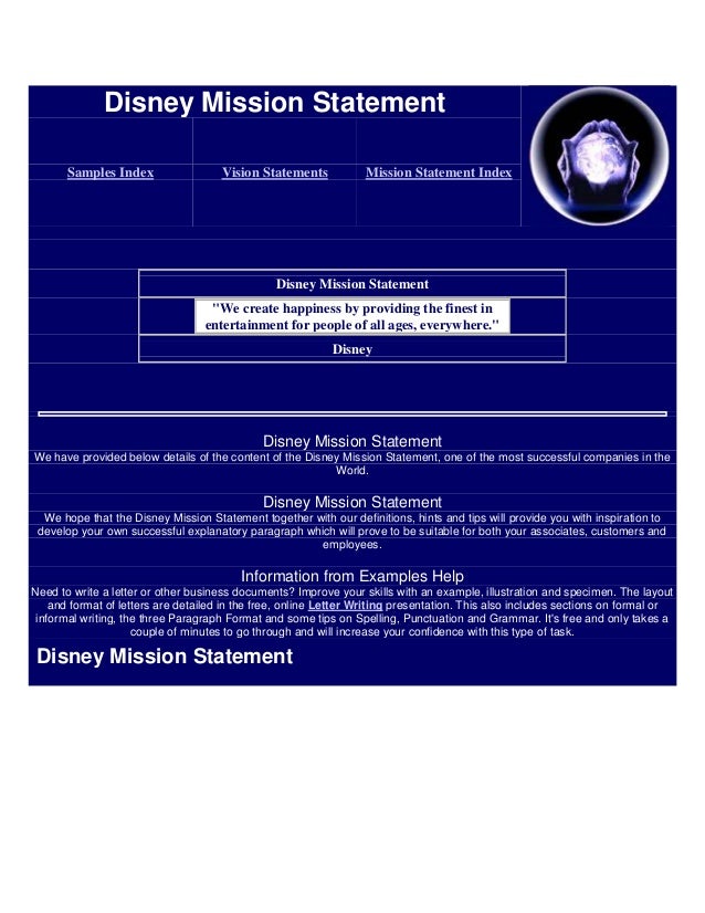 disney mission statement