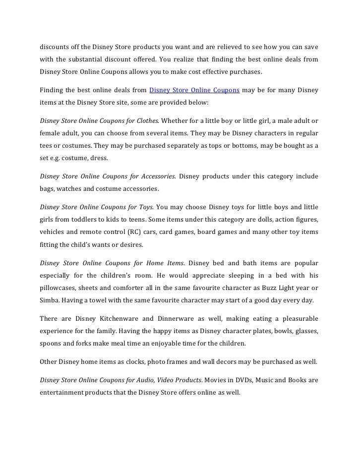 Disney store discount coupon