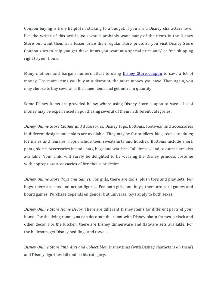 Disney store discount coupon