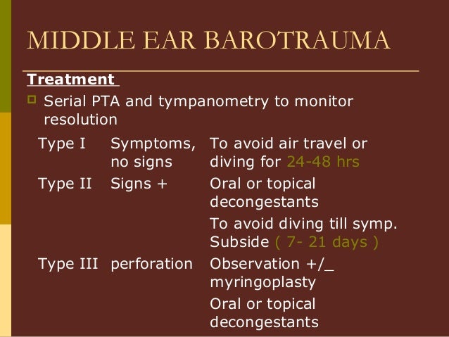 inner ear barotrauma treatment