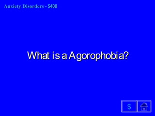 Anxiety DisordersAnxiety Disorders - $400- $400
What isaAgorophobia?What isaAgorophobia?
$
 