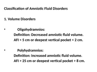 Disorders of amniotic fluid in Gynaecology pptx | PPTX