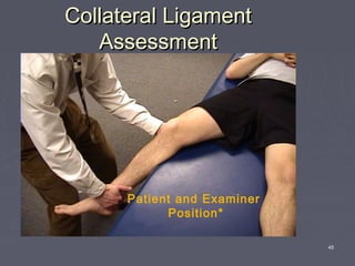 45
Collateral LigamentCollateral Ligament
AssessmentAssessment
Patient and Examiner
Position*
 