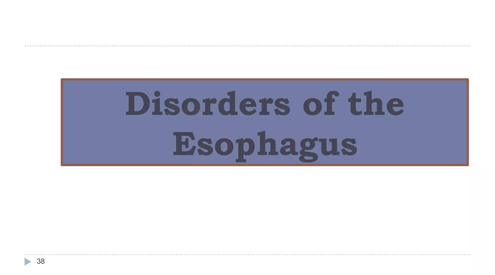 Disorders of the
Esophagus
38
 