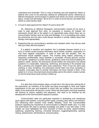 Dispensing  Lab    Developing  Therapeutic  Communication  Skills
