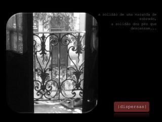 a solidão de uma varanda de sobrado, a solidão dos pés que descansam...|dispersas|