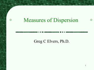 1
Measures of Dispersion
Greg C Elvers, Ph.D.
 
