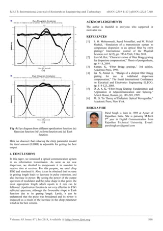 Dispersion compensation in an optical fiber by using | PDF