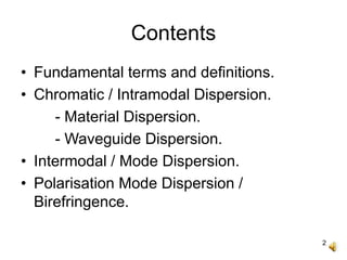 Dispersion in optical fibers | PPT