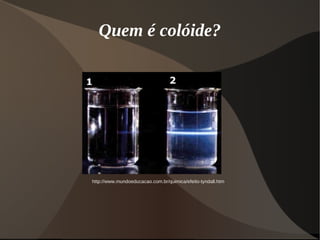 Quem é colóide?
http://www.mundoeducacao.com.br/quimica/efeito-tyndall.htm
 