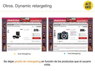 Otros. Dynamic retargeting
Se dejan pixels de retargeting en función de los productos que el usuario
visita.
 