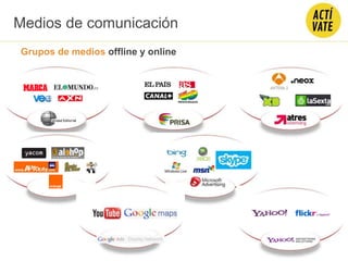 Medios de comunicación
Grupos de medios offline y online
 
