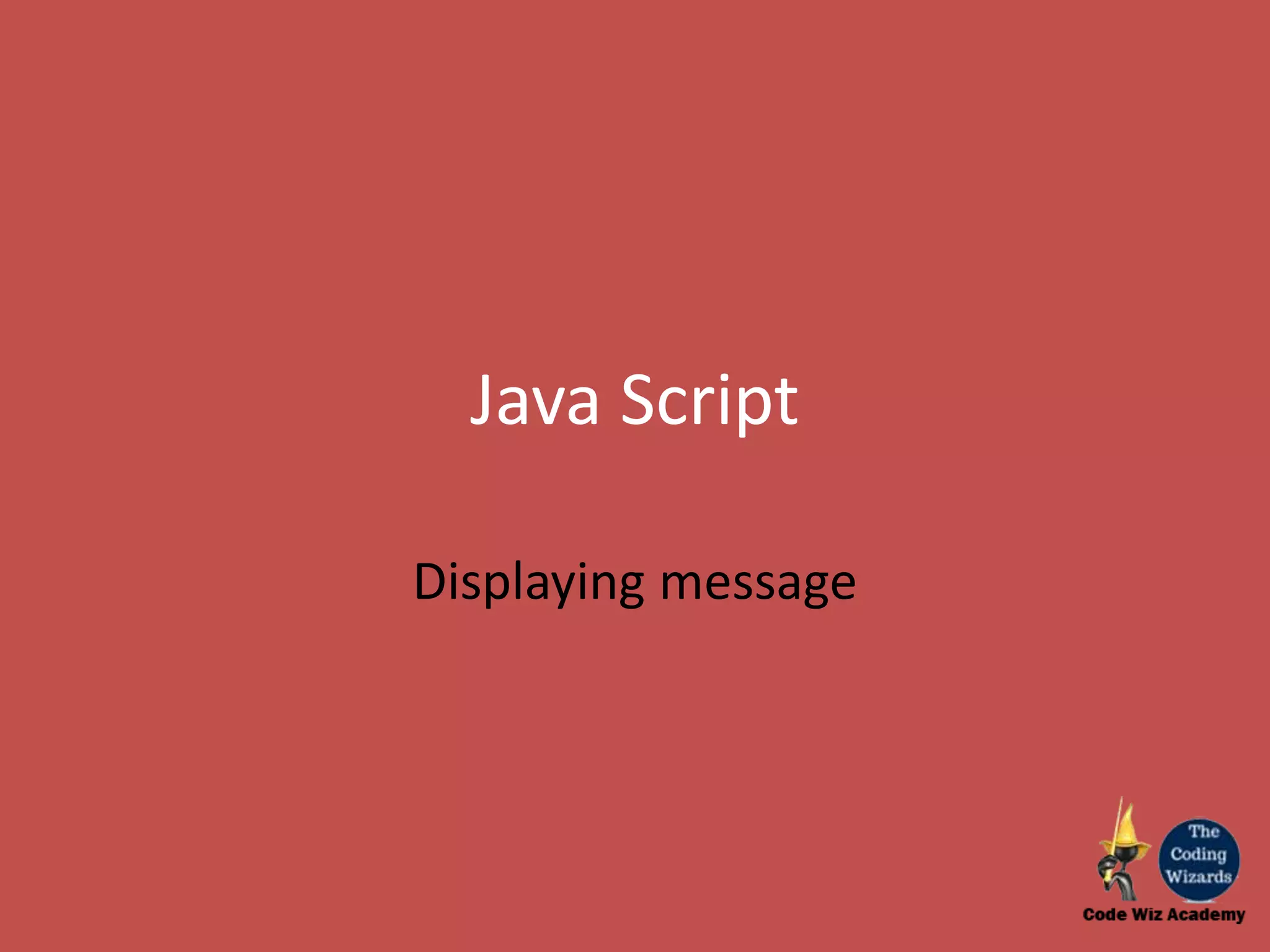 Java Script Displaying message 