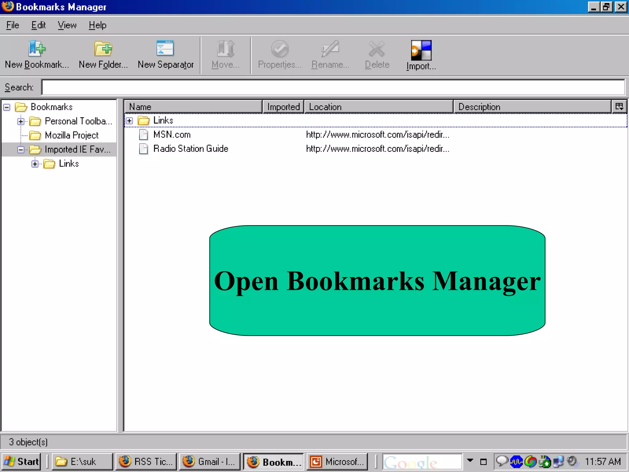 Open Bookmarks Manager