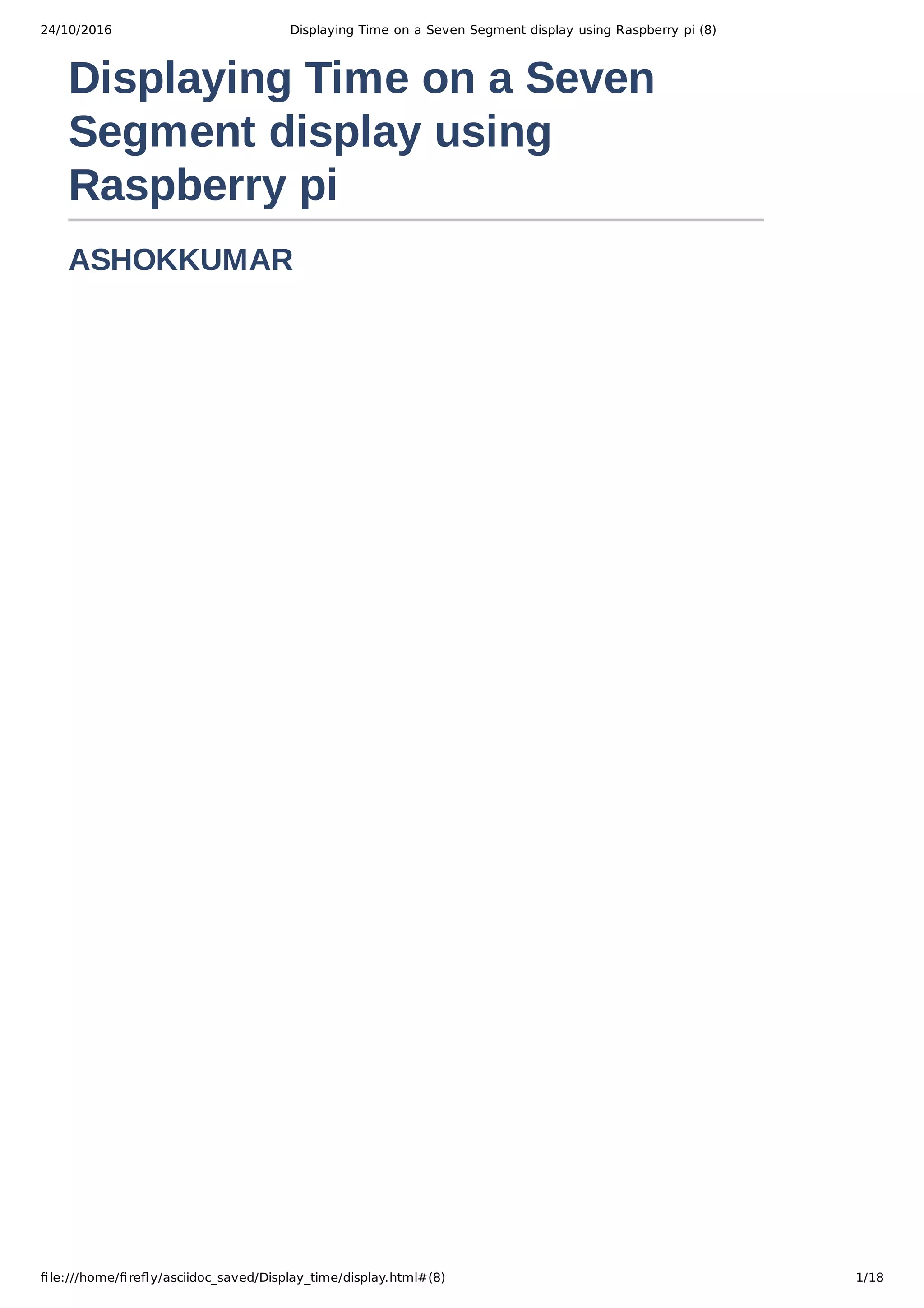 Displaying time on a seven segment display using raspberry pi PDF