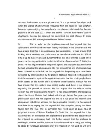 Criminal Misc. Application No.3538/2022
2
accused had written upon the picture that ‘’it is a picture of few days back
whe...