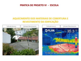 AQUECIMENTO DOS MATERIAIS DE COBERTURA E
REVESTIMENTO DA EDIFICAÇÃO
PRATICA DE PROJETO IV - ESCOLA
 