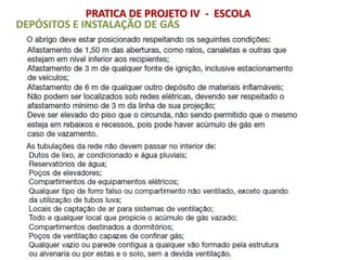 DEPÓSITOS E INSTALAÇÃO DE GÁS
PRATICA DE PROJETO IV - ESCOLA
 